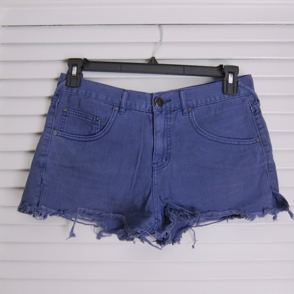 Free People Purple Denim Cut Off Distressed Shorts